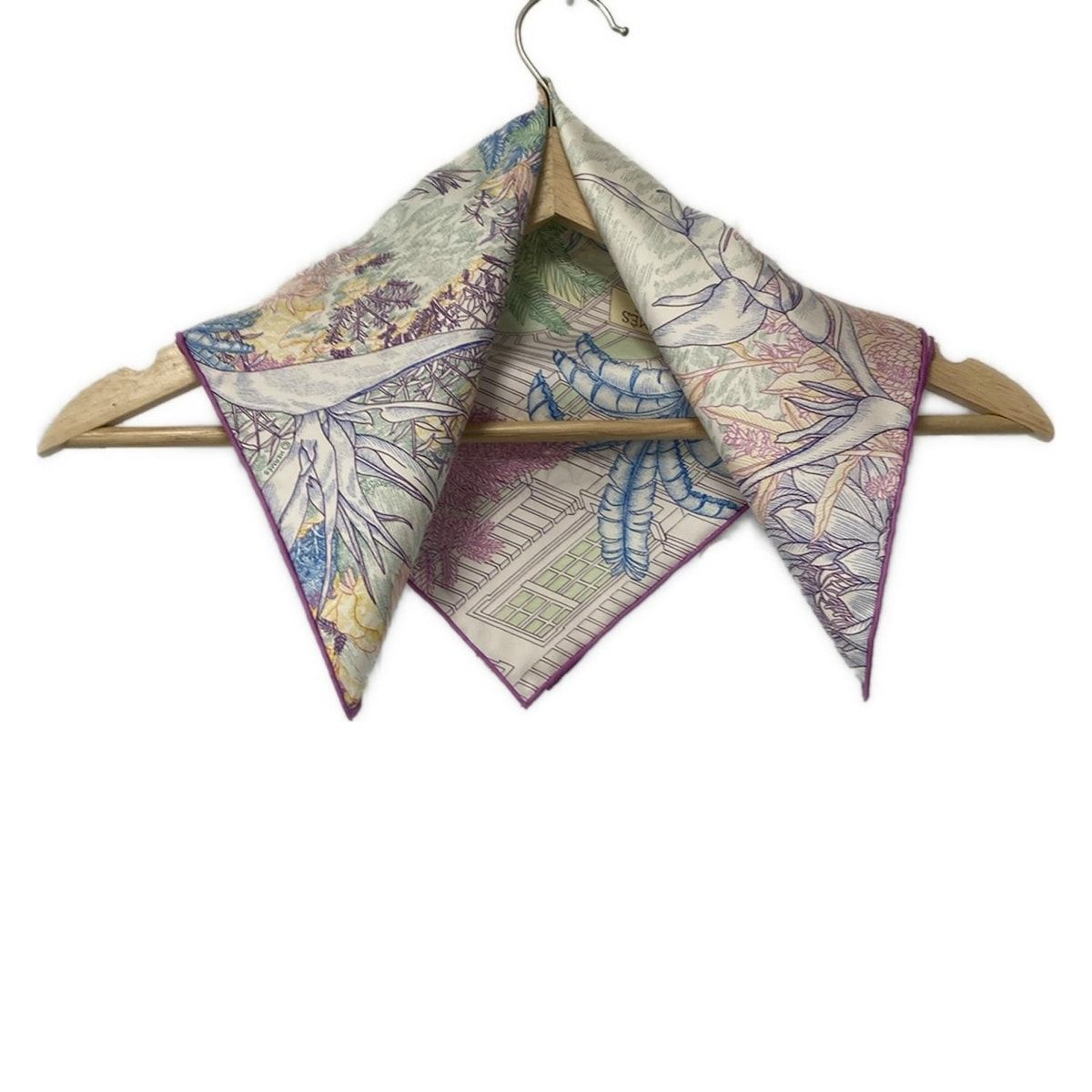 HERMES エルメス スカーフ プチカレ 白×パープル×マルチ 花柄