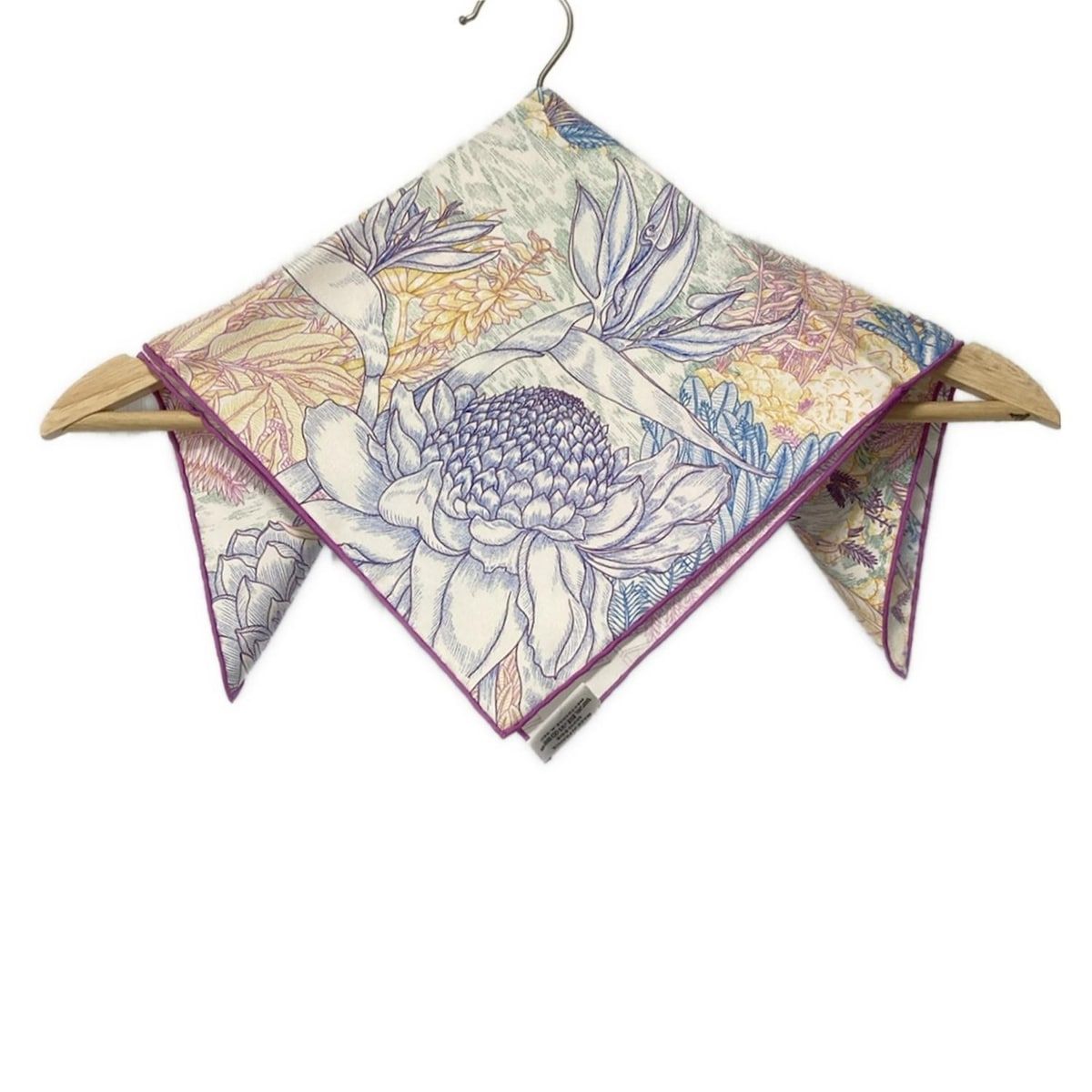HERMES エルメス スカーフ プチカレ 白×パープル×マルチ 花柄