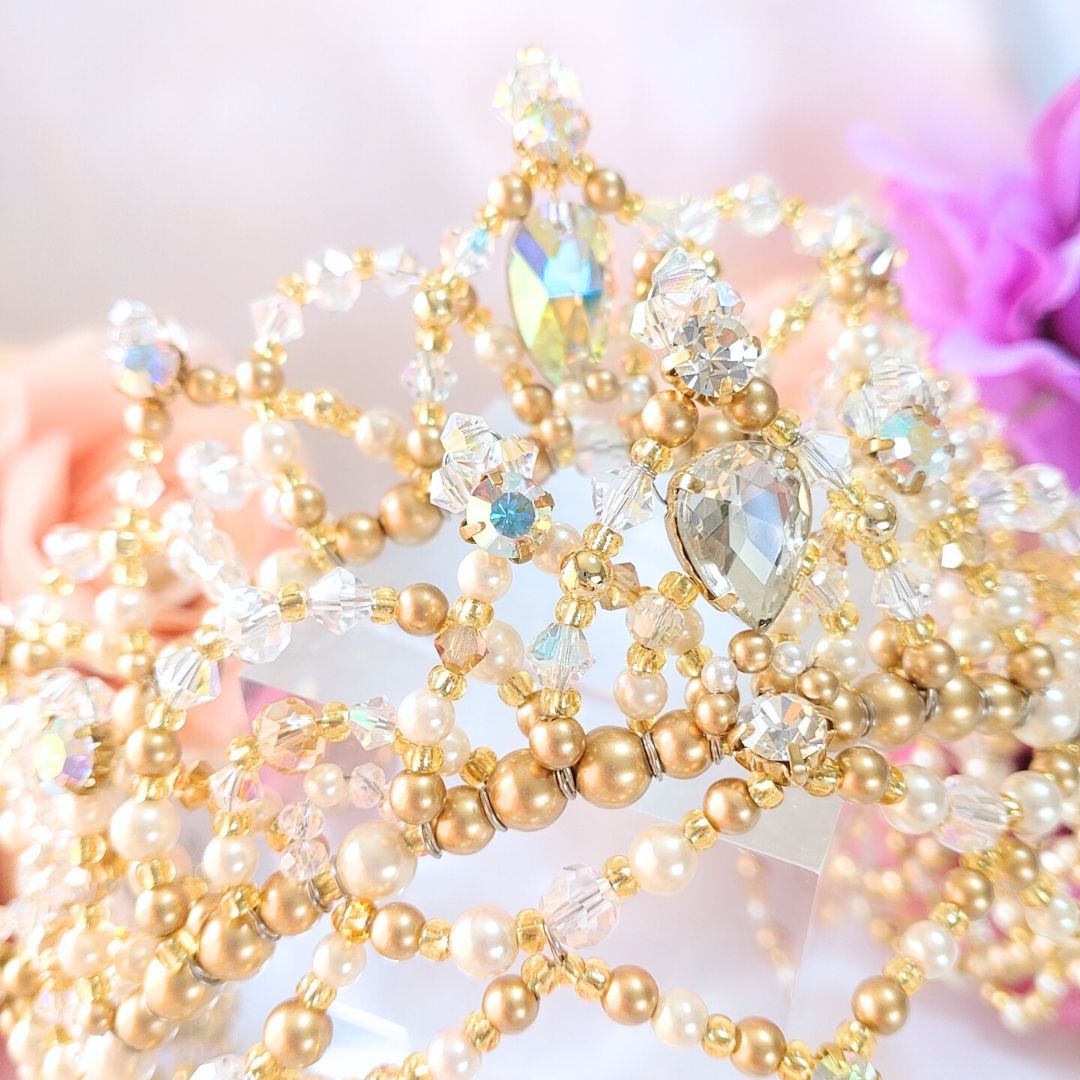 バレエ ティアラ 2連ティアラ ゴールド クリスタル 大人用 コーム付 WWW_SMP1DAWEKUDUS_SCH_ID