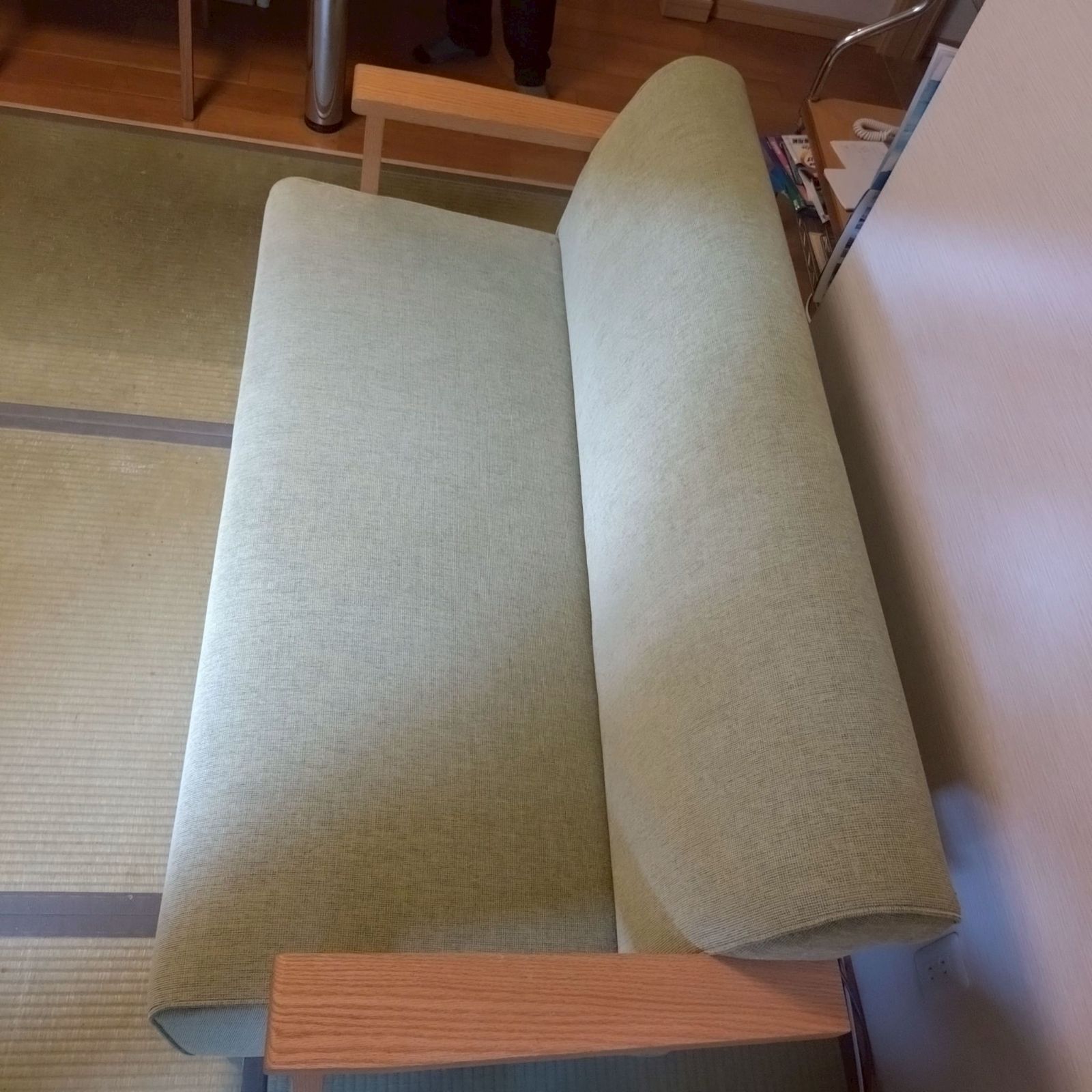  横浜市近郊自社便配送 品 大川家具 ポーチカ ポーチカ肘掛けソファ 2Pソファ 2人掛け用 ソファ グリーン 緑系 1500 700 770㎜ D2191 ファブリックソファベッド 2人掛け 3人掛けソファ ソファ ソファベッド