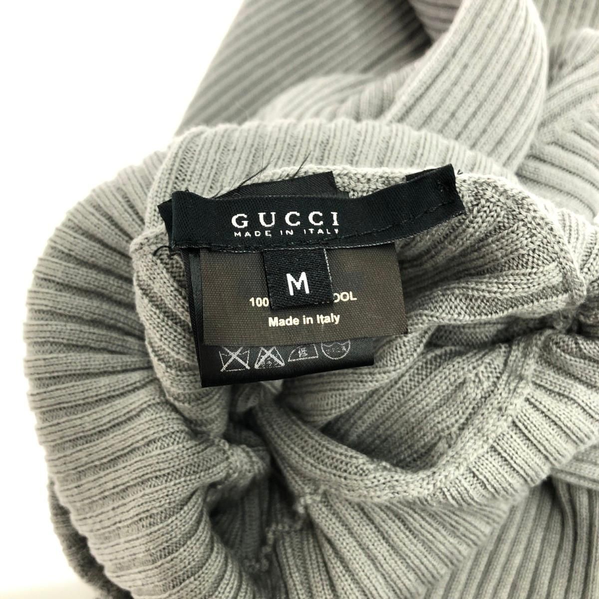 GUCCI グッチ タートルネックリブニット サイズ:M ウール/アーカイブ    グレー メンズ / 241005006904 GUCCI グッチ タートルネックリブニット サイズ:M ウール/アーカイブ