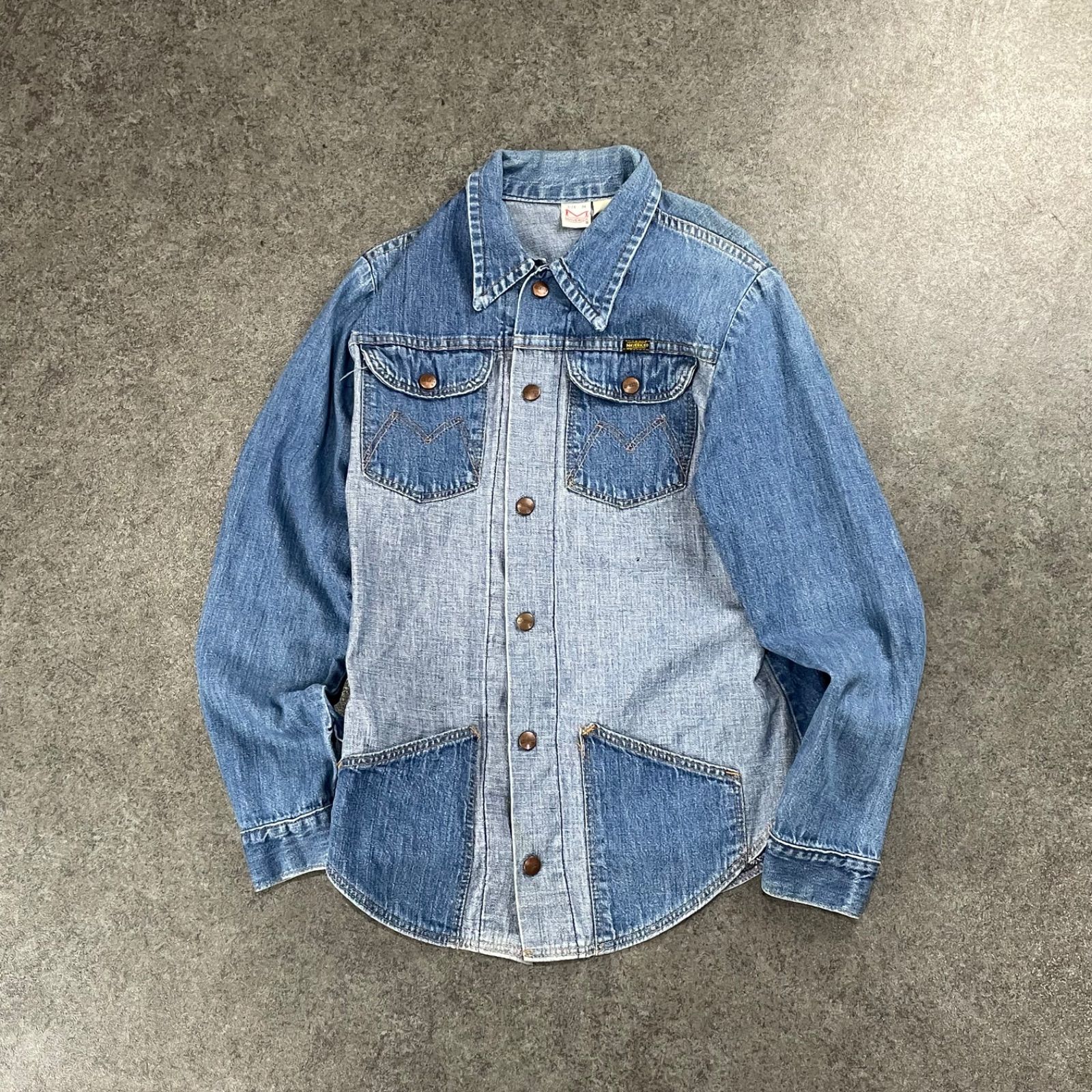 70s Vintage MAVERICK Denim Western Shirt マーベリック デニムシャツ ウエスタンシャツ ブルー スナップボタン バイ ヴィンテージ ビンテージ