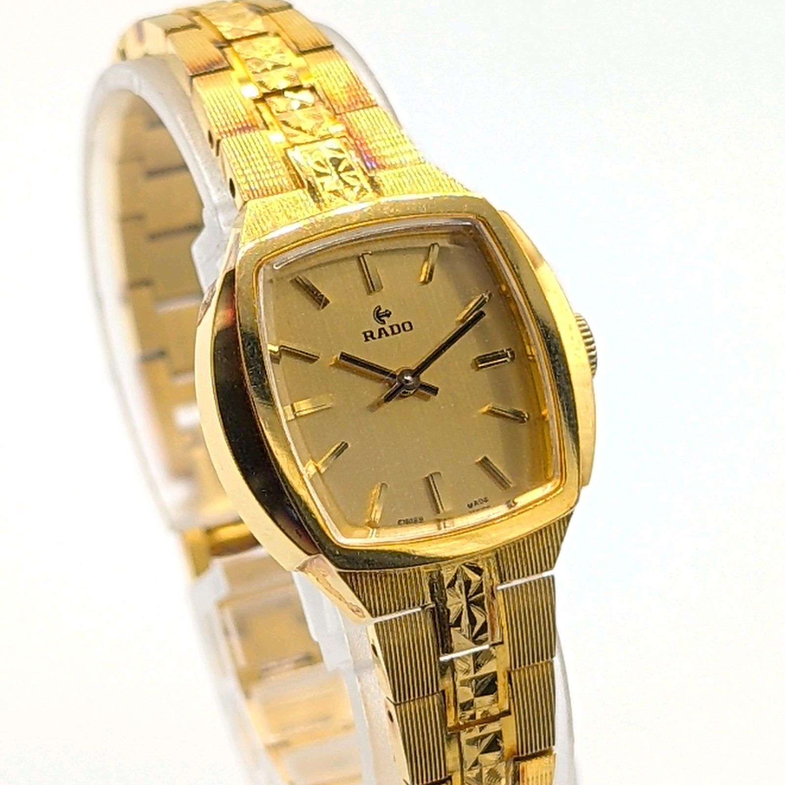 RADO 332.7995.2 Watch Quartz Ladies G G dial Y2K Vintage Working ラド フローレンス 時計 クオーツ レディース スクエア ゴールド ゴールド文字盤 ヴィンテージ デイト 稼働品