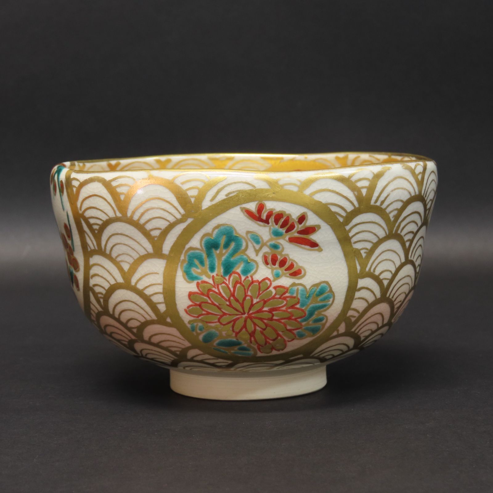 仁清四君子 茶碗 共箱 共布 茶道 茶碗 京焼 京焼 共箱 茶碗 四君子