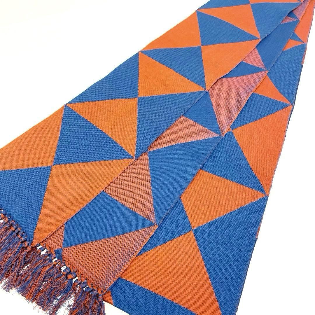 着物と帯 時流 O25768s 半幅帯 綿素材 オレンジ×ブルー