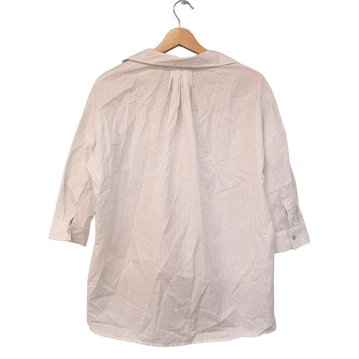 BARBA バルバ 七分袖シャツブラウス サイズ38 M レディース - 白×グレー ストライプ プルオーバー