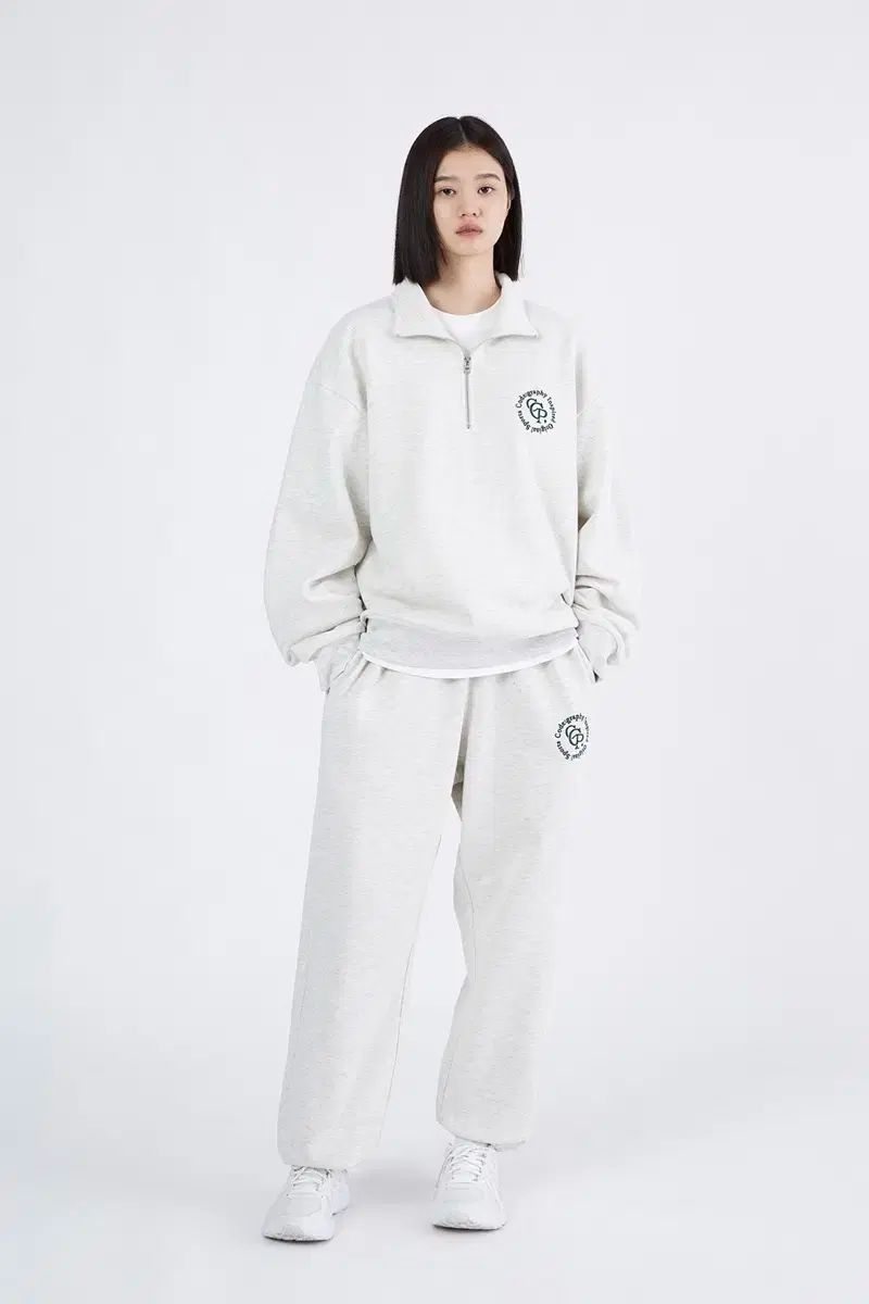 コードグラフィー 起毛 トレーナー スウェット アノラック ジップアップ ジョガー パンツ Grey