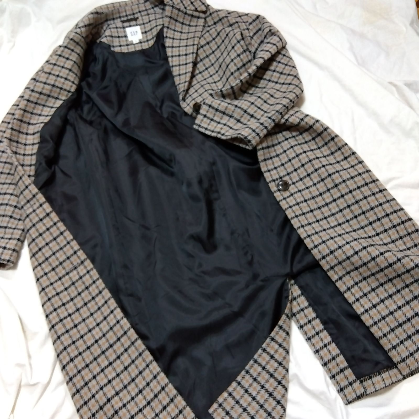 GAP ギャップ オーバーサイズ ロング ライン チェック ウール コート M 