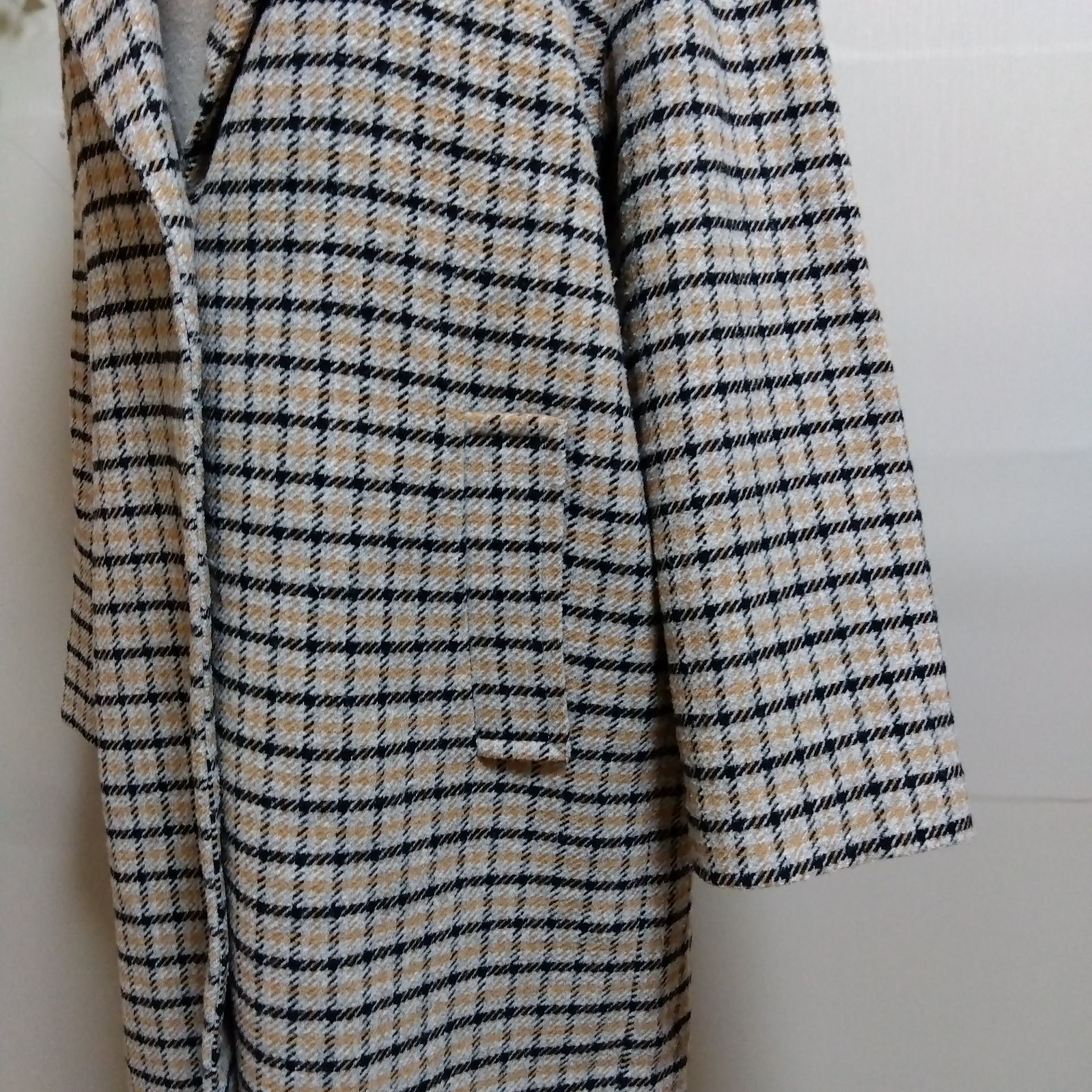 GAP ギャップ オーバーサイズ ロング ライン チェック ウール コート M 