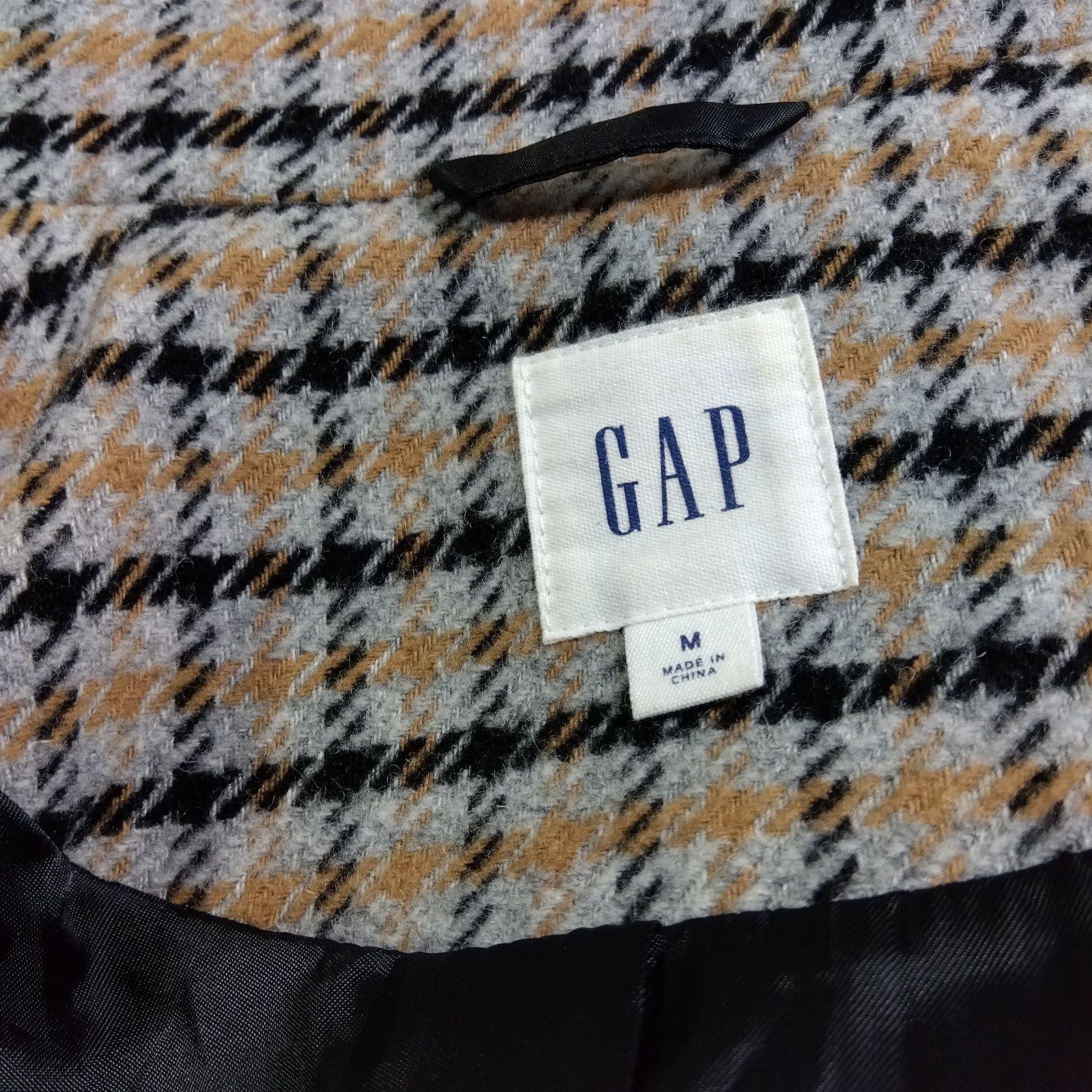 GAP ギャップ オーバーサイズ ロング ライン チェック ウール コート M 