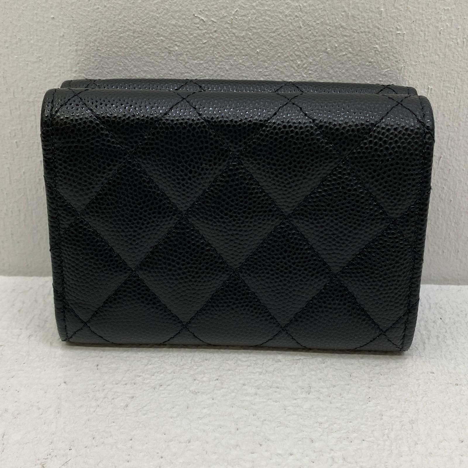 加古川店 CHANEL シャネル 三つ折り財布 マトラッセ ココマーク コンパクト AP4084 キャビアスキン 125