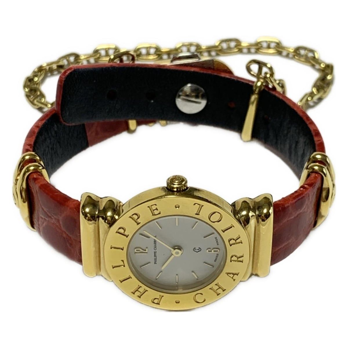 PHILIPPE CHARRIOL CHARRIOL 腕時計 - 7007901 レディース 型押し加工 白