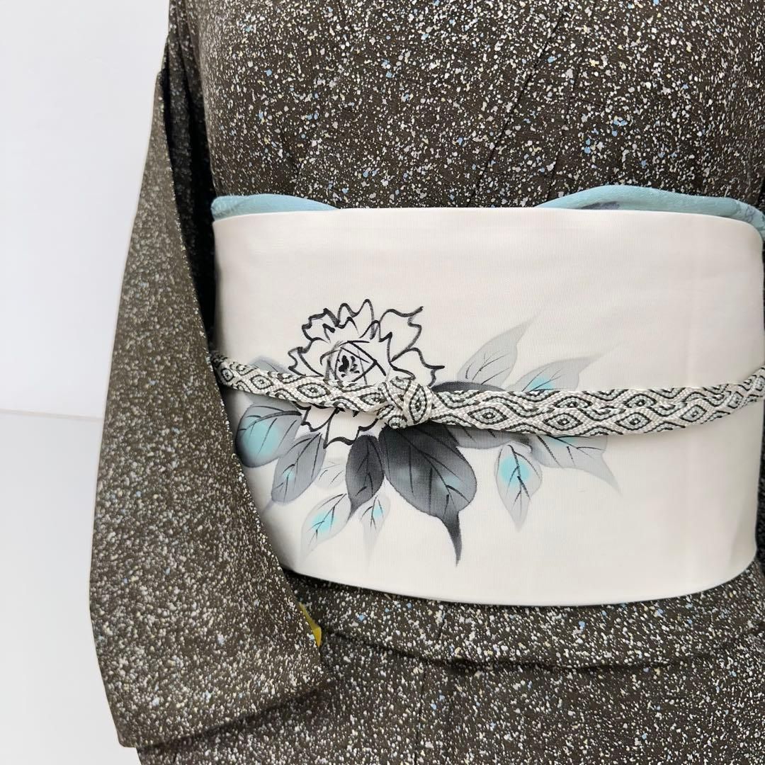 着物と帯 時流 N25752s 正絹 九寸名古屋帯 塩瀬 手描き 長尺 作家物