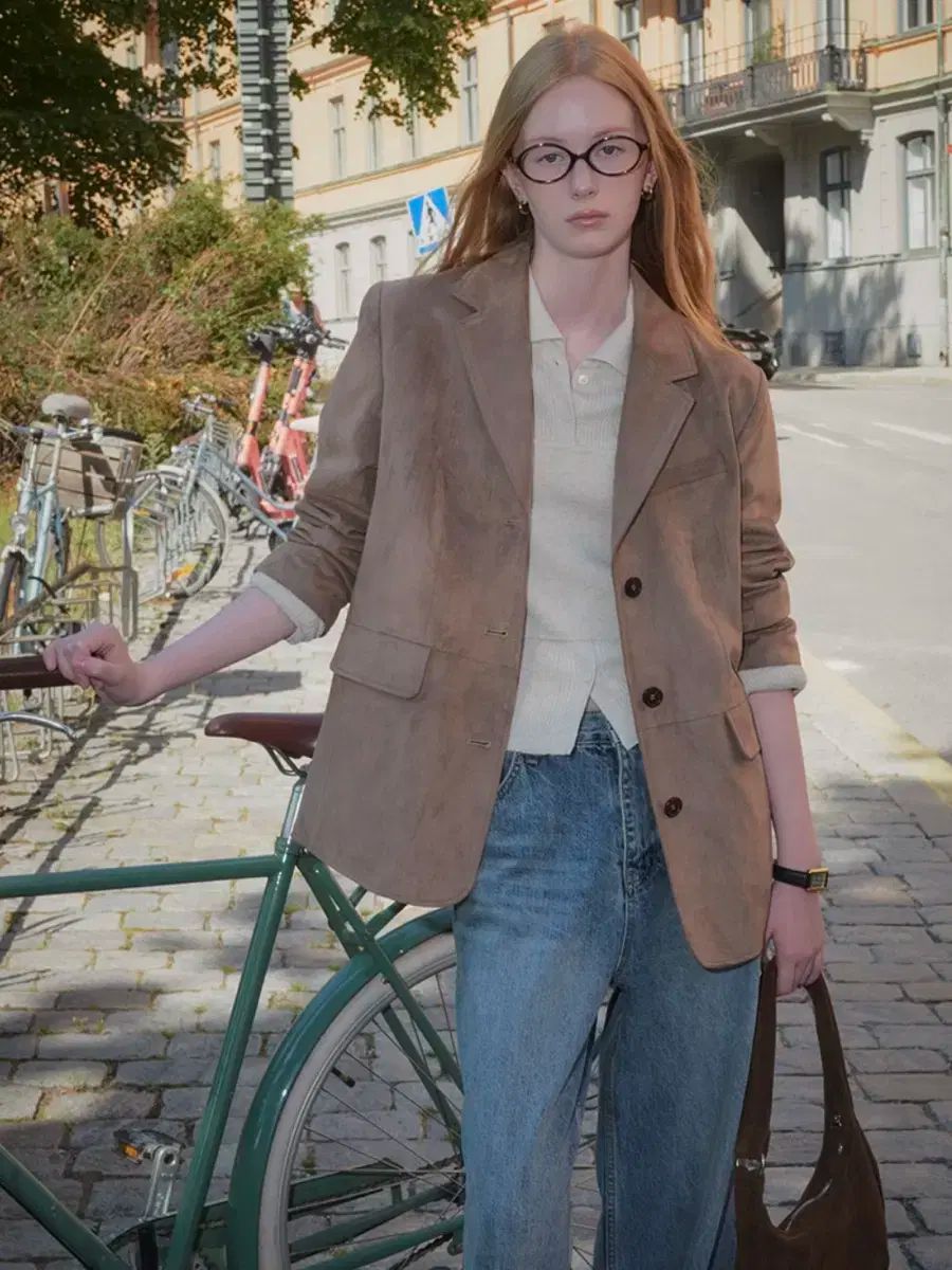 ナウンベラ スウェード Single ボタン ジャケット モカ