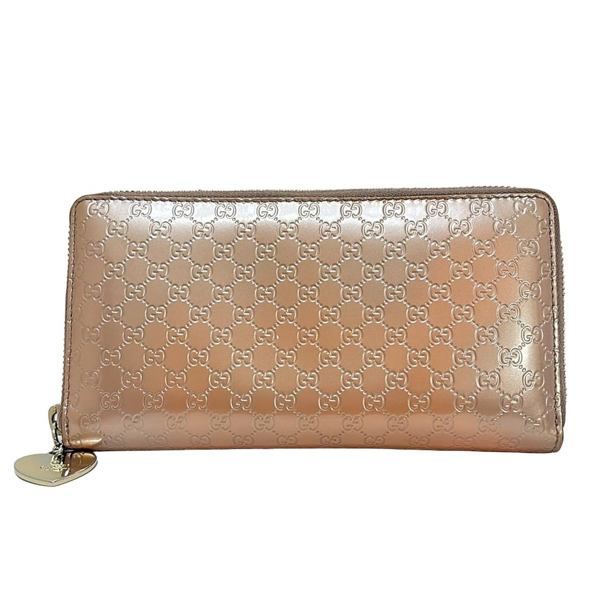 GUCCI グッチ 長財布 マイクログッチシマ 308260 ピンクベージュ ラウンドファスナー レザー