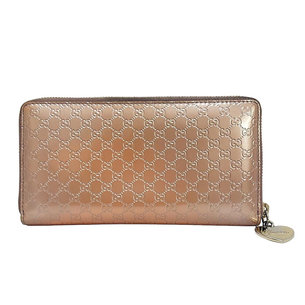 GUCCI グッチ 長財布 マイクログッチシマ 308260 ピンクベージュ ラウンドファスナー レザー