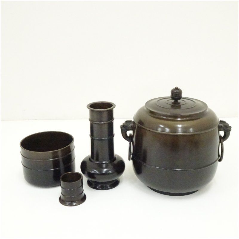 金森紹栄造 唐銅皆具 共箱 茶道 茶道具 おしゃれ セット 一式 揃い 茶器 かいぐ 抹茶 お茶道具 茶の湯 骨董 お茶