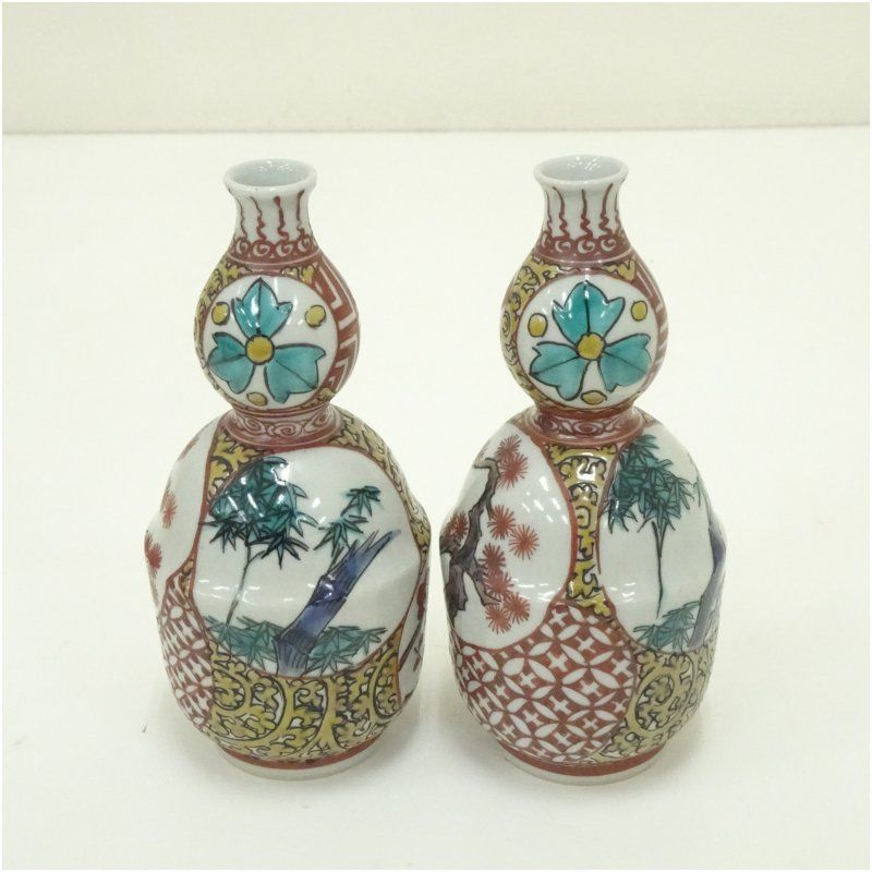 九谷焼 加州聖城窯 堀江青光造 丸紋瓢徳利 共箱 酒器 おしゃれ かわいい 酒 日本酒 和食 懐石 骨董 とっくり インテリア 茶事 茶道 茶道具