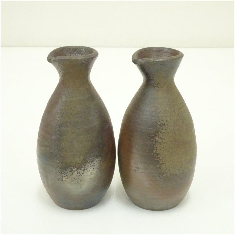 備前焼 木村一陽造 徳利 ぐい呑セット 共箱 ぐい呑み ぐい飲み おしゃれ かわいい 器 酒器 骨董 食器 ディスプレイ インテリア お酒 居酒屋