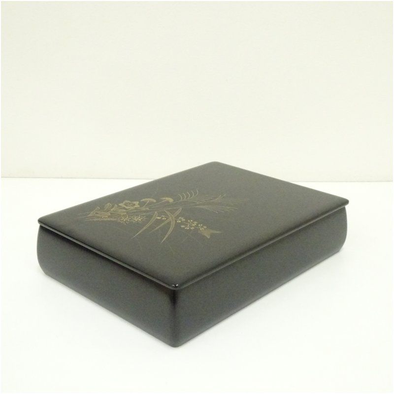 輪島塗 大向高洲堂製 秋草文箱 共箱 手箱 おしゃれ 書類 書物 レトロ アンティーク インテリア 骨董 収納 保管 上品 hbot