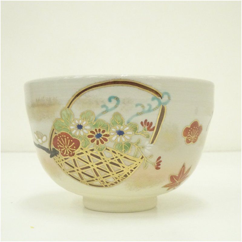 色絵花遊び茶碗 共箱