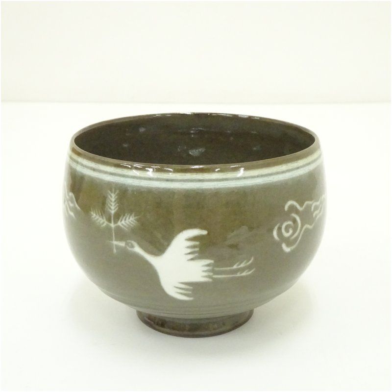 高田焼 十一代 上野才助造 象嵌茶碗 共箱 茶道 抹茶 おしゃれ 抹茶茶碗 抹茶碗 和食器 レトロ 茶器 骨董 茶わん 茶会 茶の湯 jtot