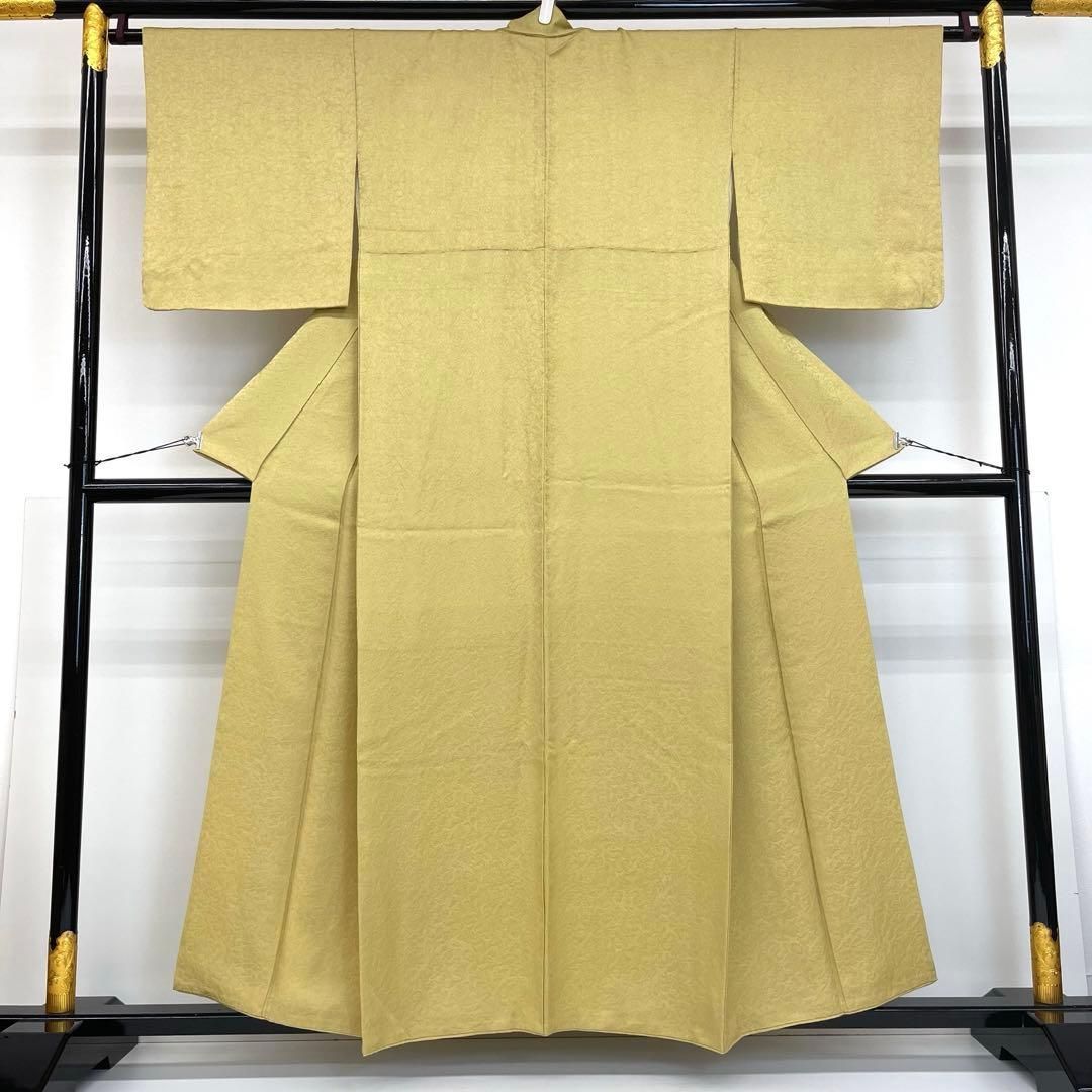 着物と帯 時流 I25741ts 正絹色無地 地紋 ゴールドベージュ 紋無