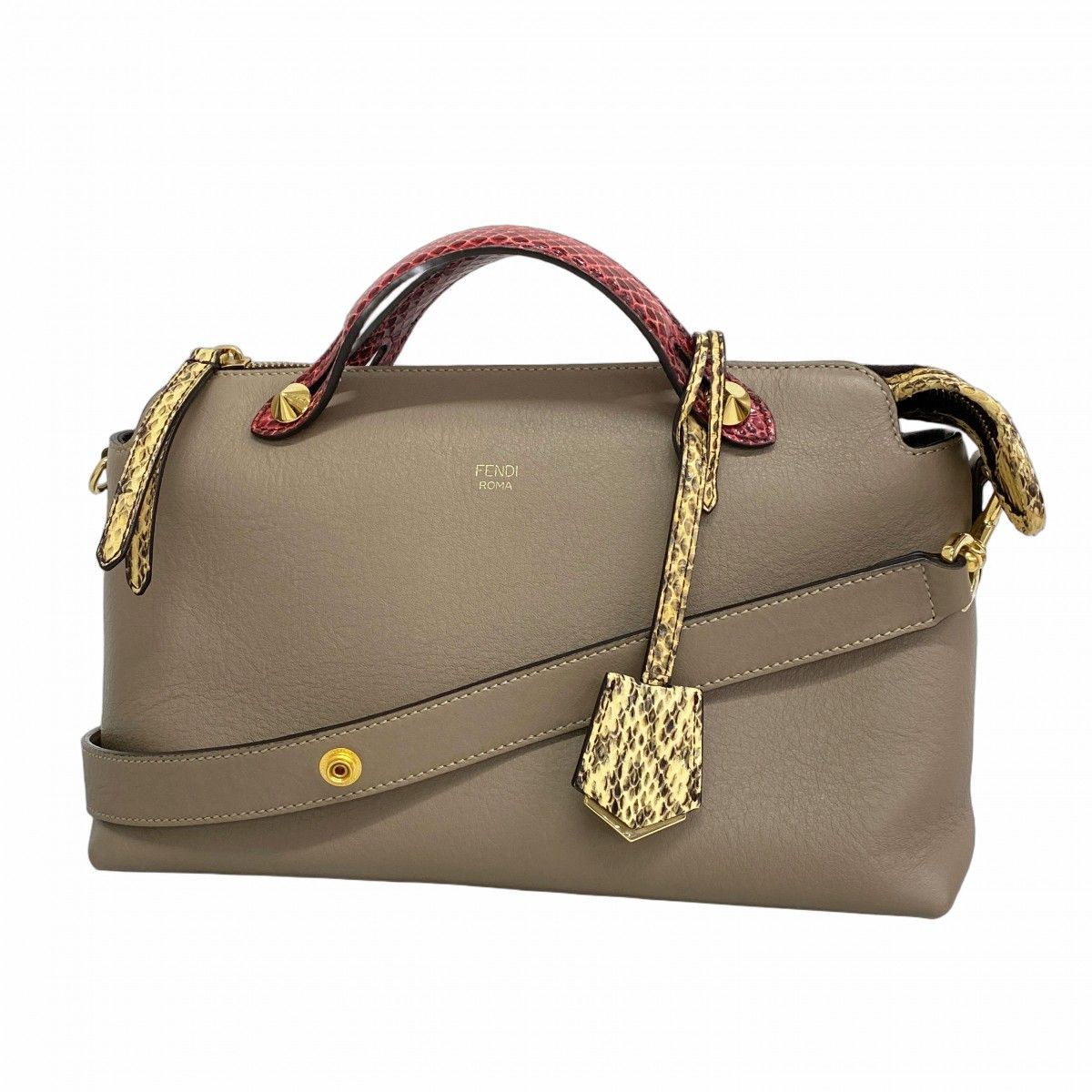 5me6482】フェンディ ハンドバッグ バイザウェイ レザー パイソン