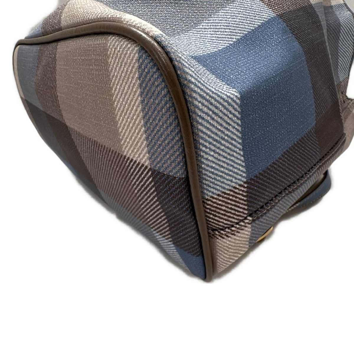 ブルー×ダークブラウン×マルチ チェック柄