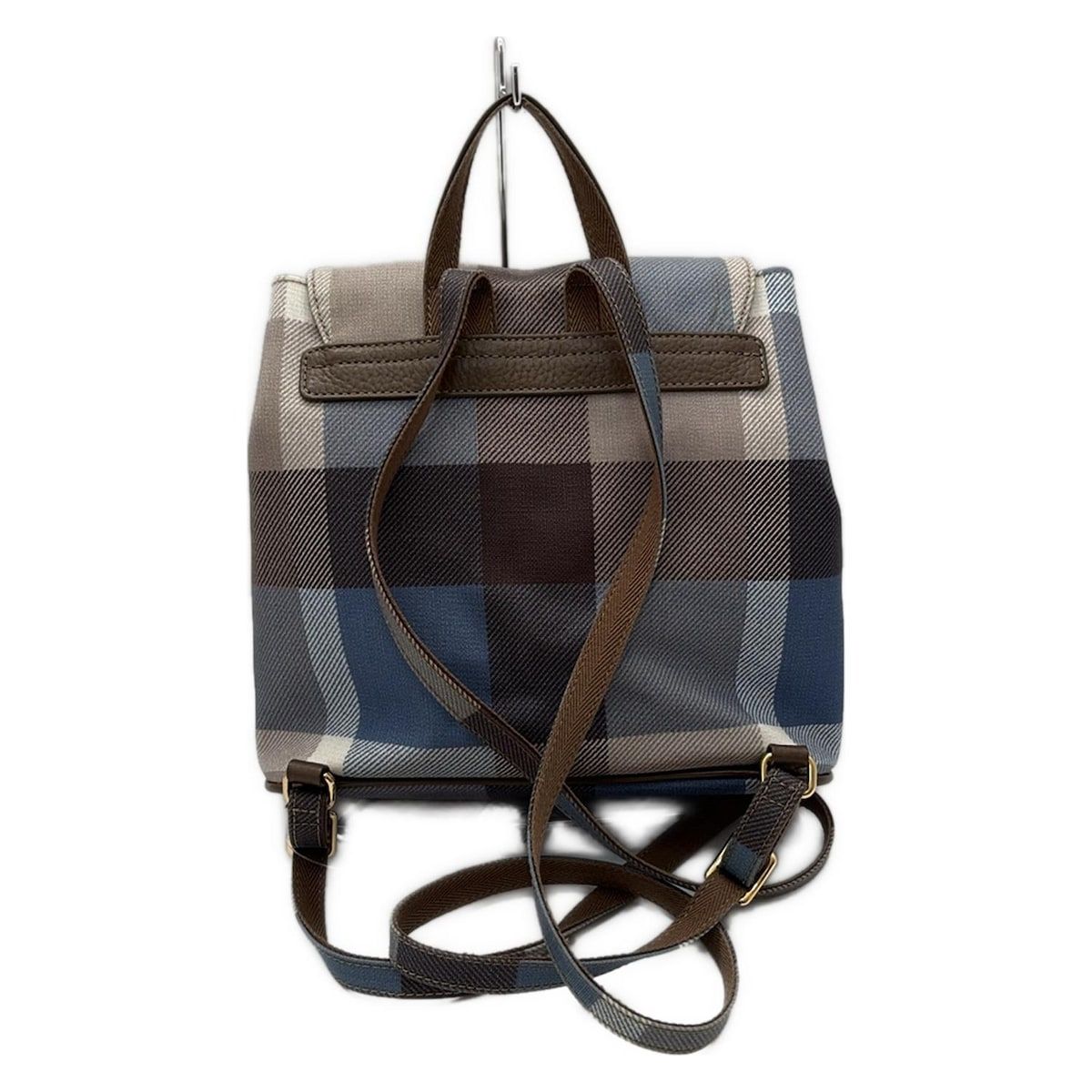 BLUE LABEL CRESTBRIDGE ブルーレーベルクレストブリッジ リュックサック - ブルー×ダークブラウン×マルチ チェック柄 レザー DECORATOM_COM_BR