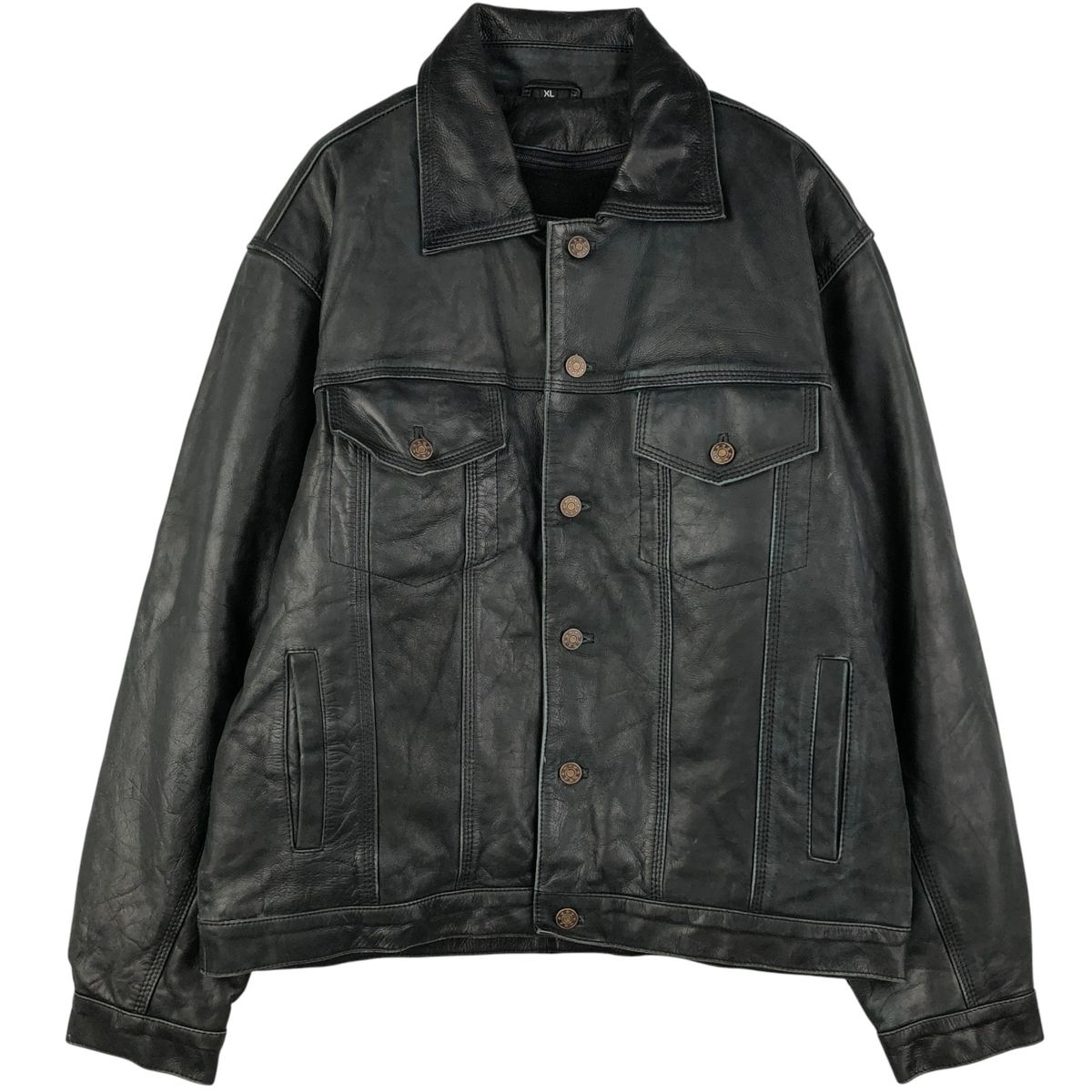 古着 japa トラッカージャケット レザージャケット メンズXL相当 eaa568241