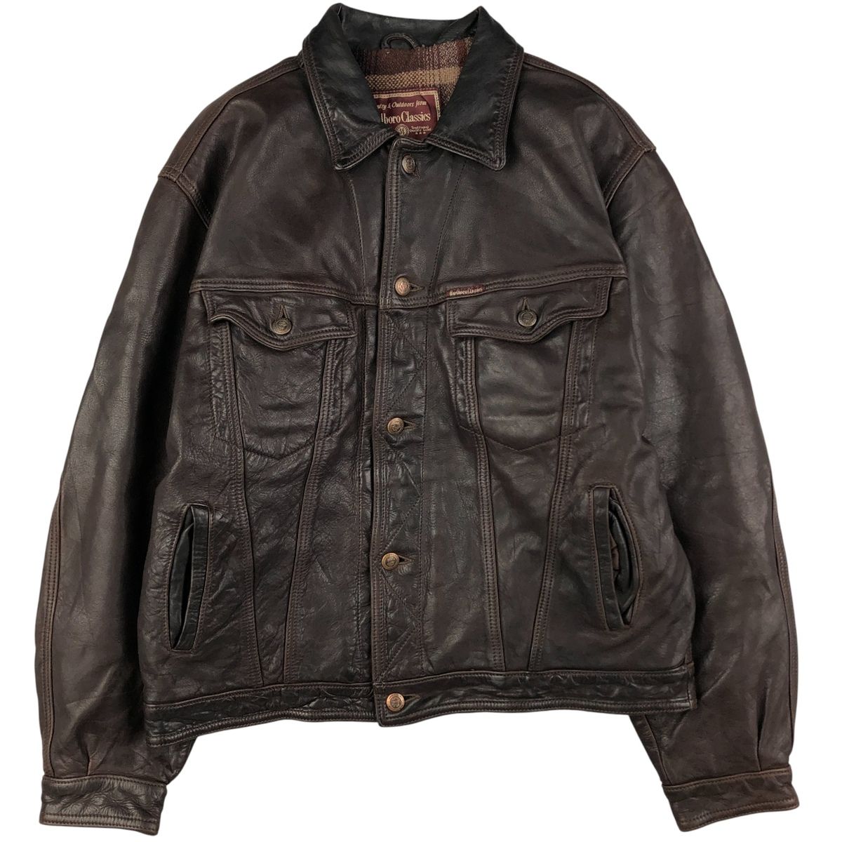 古着 90年代 マルボロクラシック Marlboro Classics トラッカージャケット レザージャケット イタリア製 LARGE メンズL相当 eaa568255