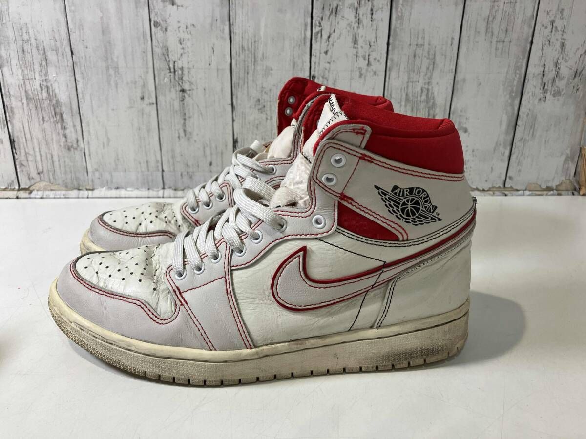 NIKE ナイキ AIR JORDAN RETRO 1 エアジョーダン 1レトロ 555088-160 スニーカー ホワイト x レッド 26.5 cm