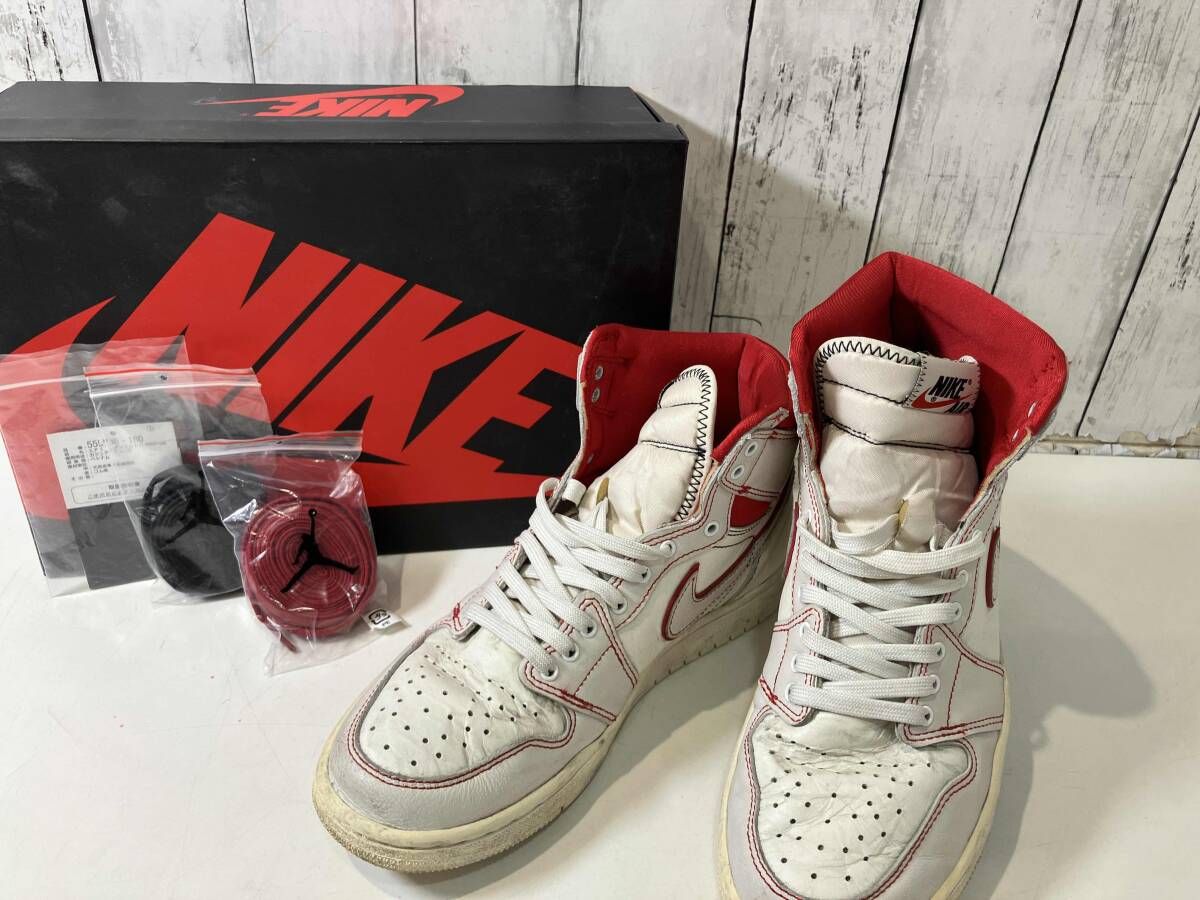 NIKE ナイキ AIR JORDAN RETRO1 エアジョーダン 1レトロ 555088-160 スニーカー ホワイト x レッド 26.5cm