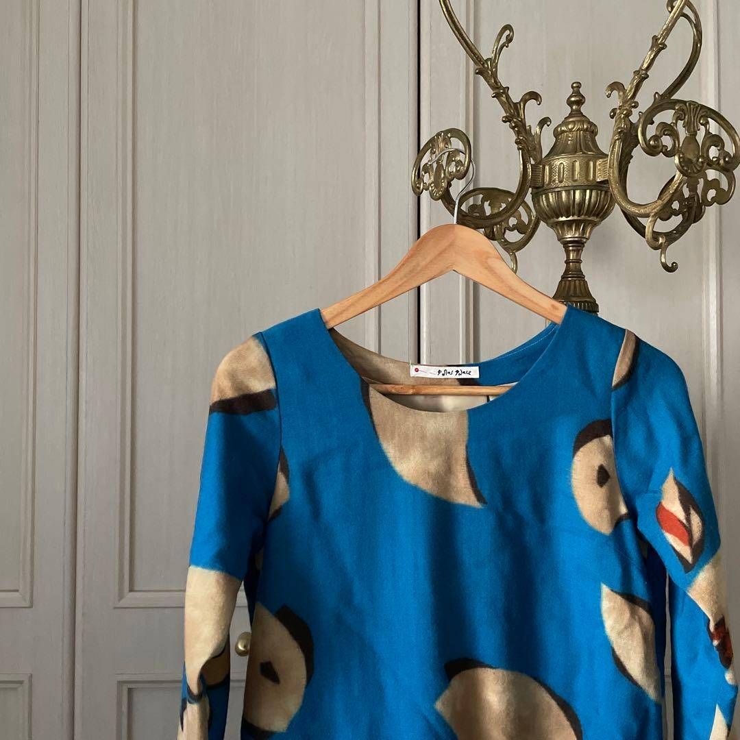 50 PALLAS PALACE パラスパレス 花柄 ワンピース シャツ ロング お呼ばれ デート オフィスカジュアル 食事会 ウール 秋冬春