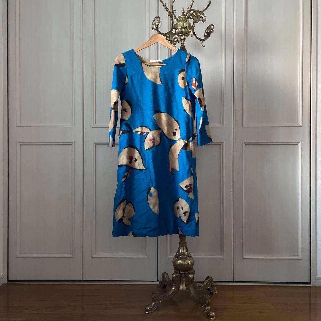 50 PALLAS PALACE パラスパレス 花柄 ワンピース シャツ ロング お呼ばれ デート オフィスカジュアル 食事会 ウール 秋冬春