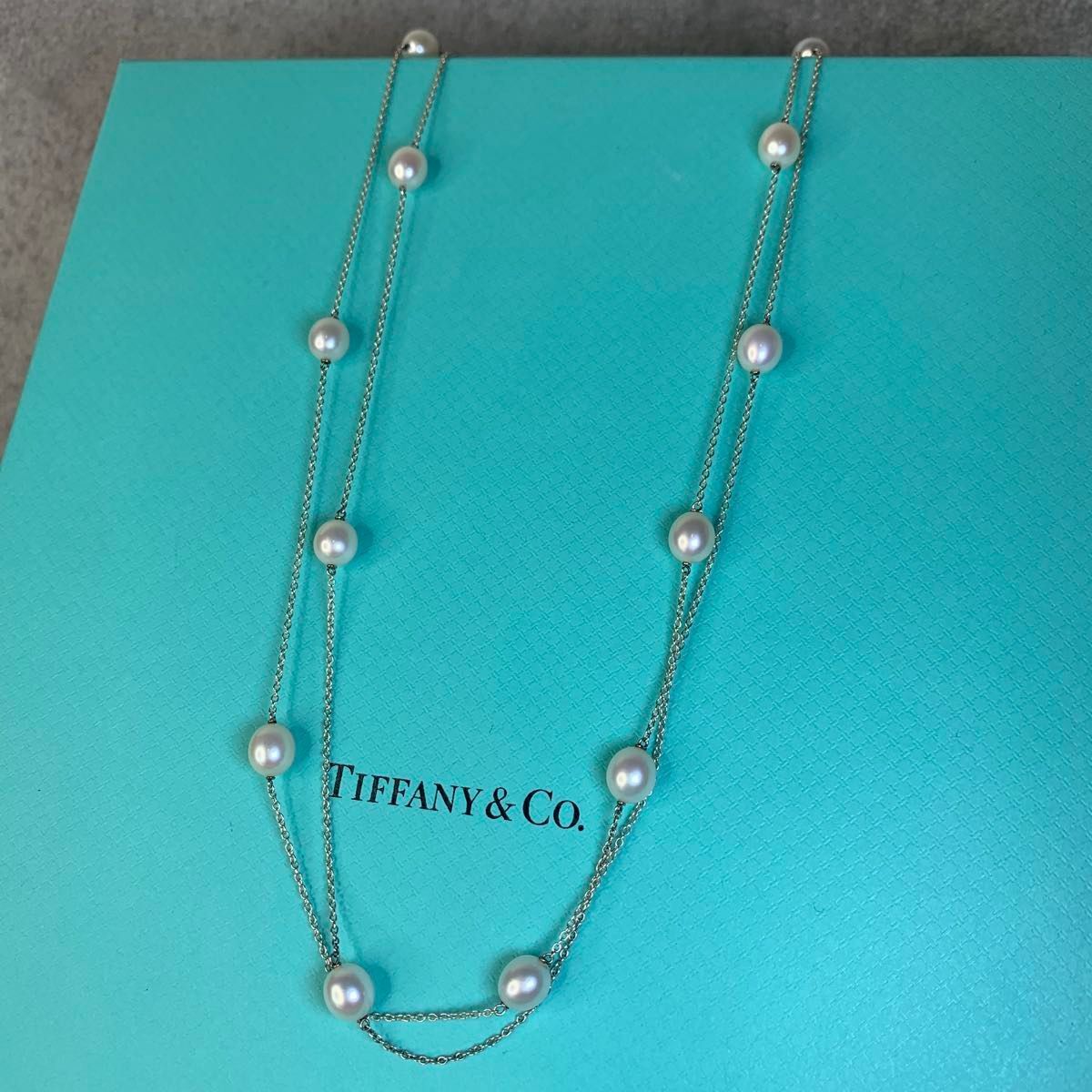 ティファニー 14P パール バイザヤード ロング チェーン ネックレス