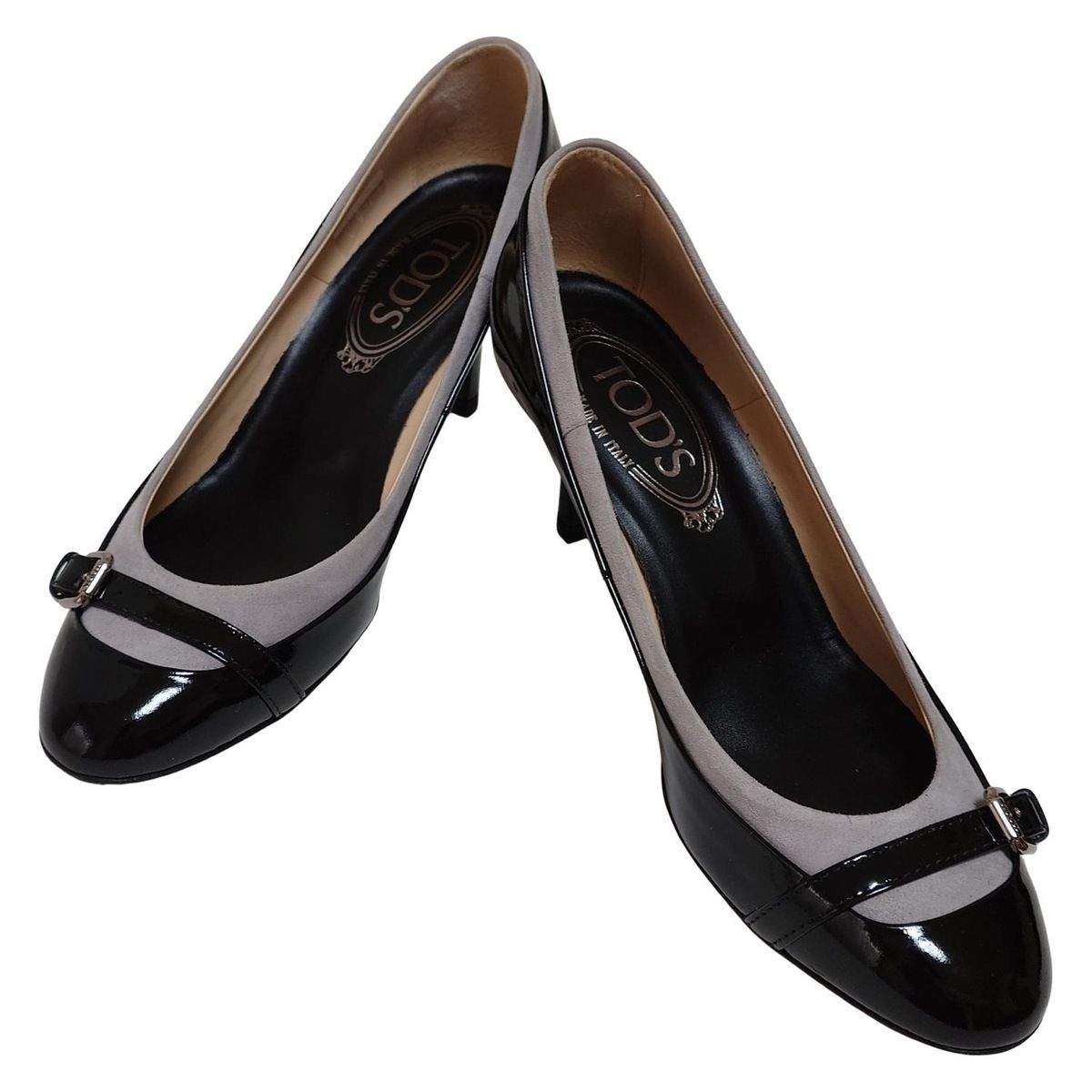 TOD S トッズ パンプス 35 1 2 レディース - 黒×グレー レザー