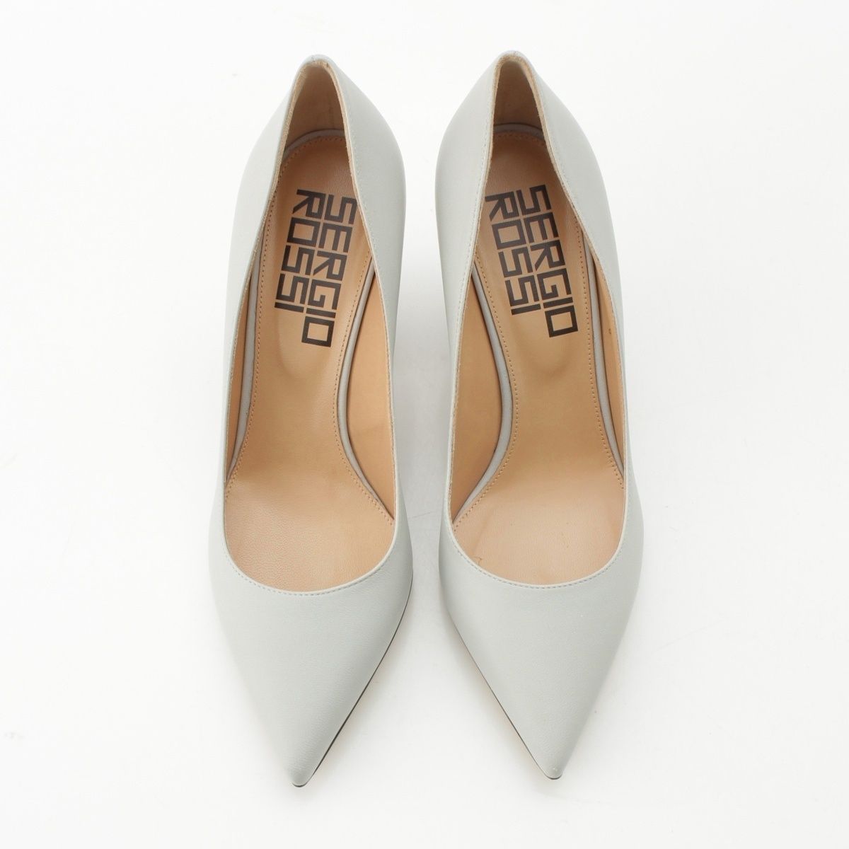 セルジオロッシ レザー ポインテッドトゥ ヤンキーヒール パンプス A 89200 ライトブルー 38