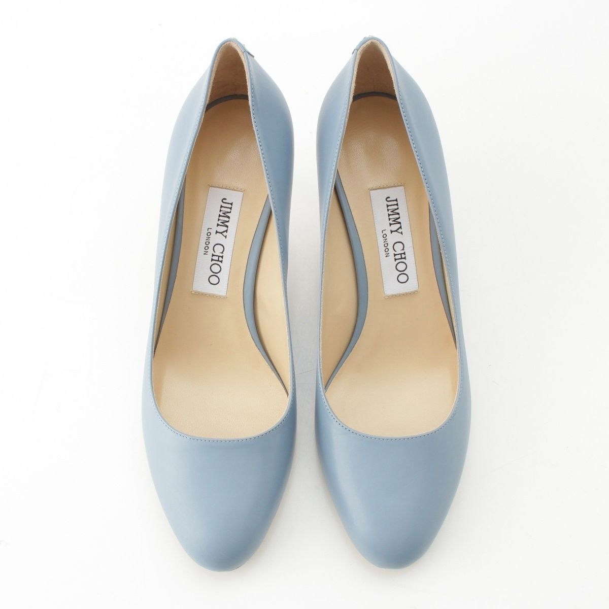 ジミーチュウ レザー ラウンドトゥ ヒール パンプス ブルー 38 1 2