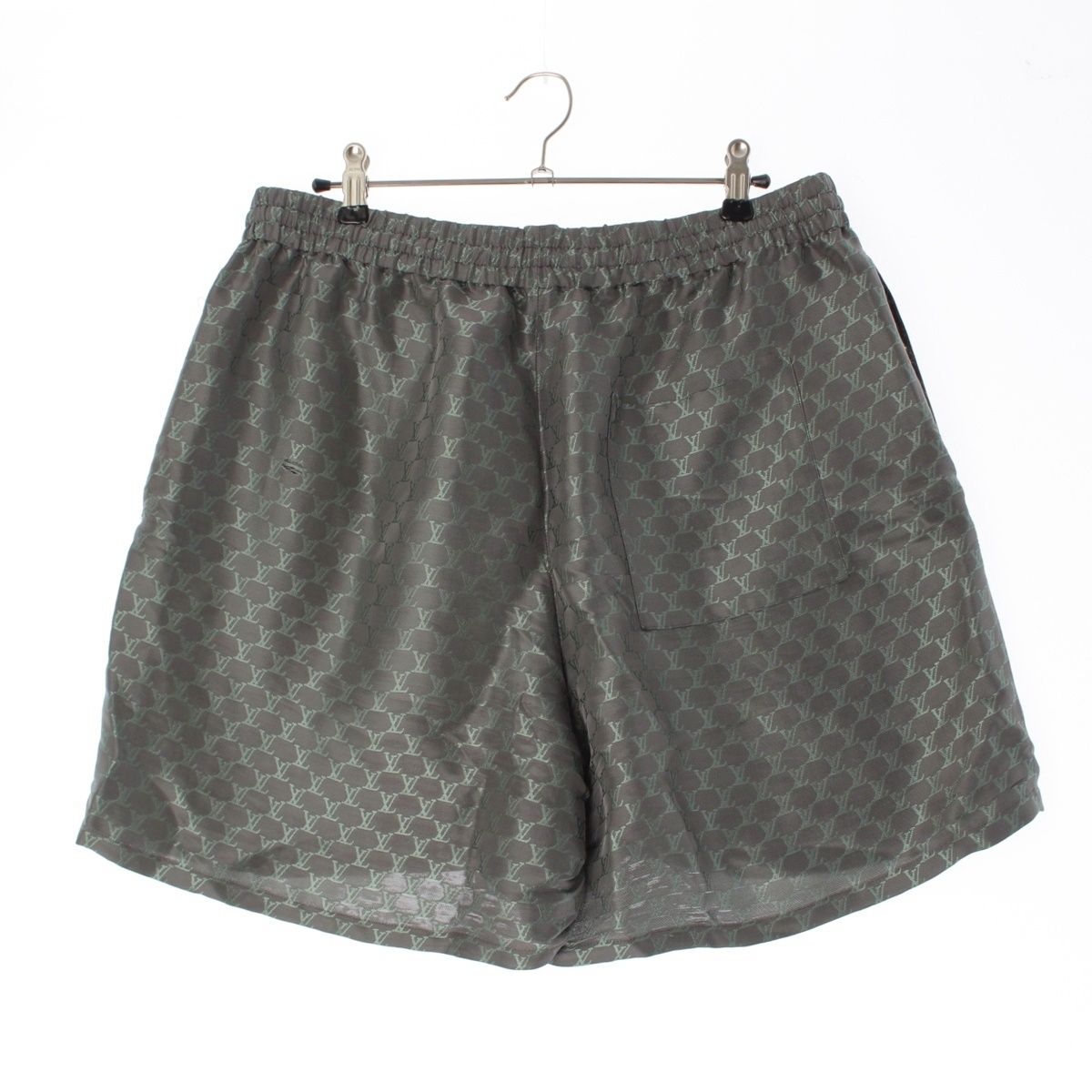 ルイヴィトン 24 AW シルク コットン ビスコース LVマーク パンツ ボトムス ハーフ HRP 08 W グレー グリーン 50