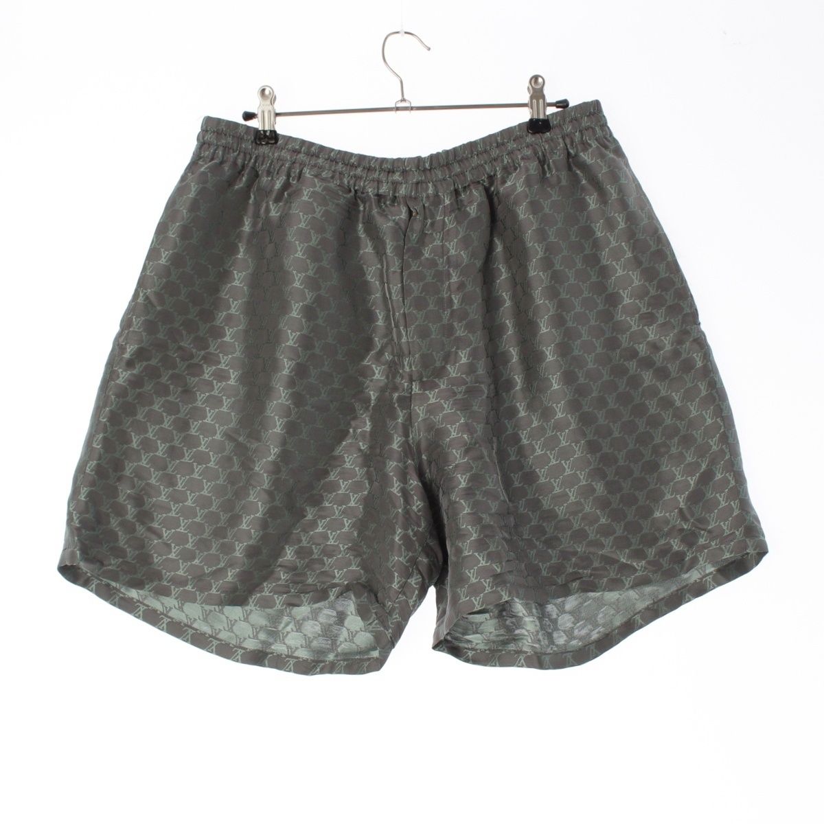 ルイヴィトン 24AW シルク コットン ビスコース LVマーク パンツ ボトムス ハーフ HRP08W グレー グリーン 50