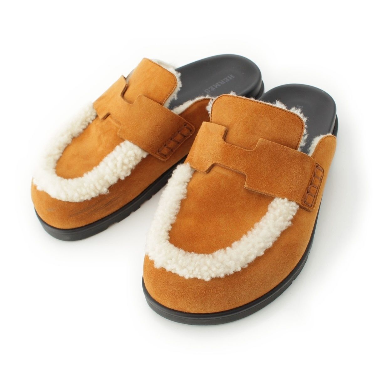 エルメス GO ムートン Hカット サンダル FR232140Z ブラウン 36