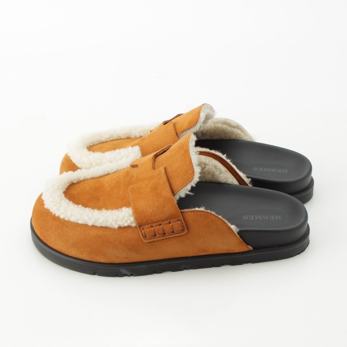  エルメス GO ムートン Hカット サンダル ブラウン 36 サンダル サンダル ミュール