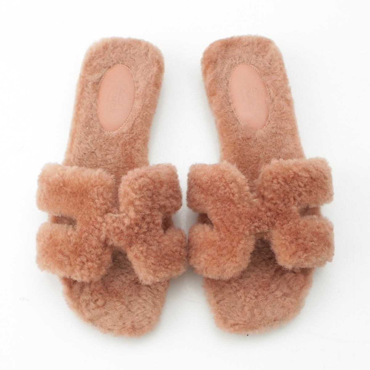 エルメス オラン ボア フラット サンダル ピンク 36