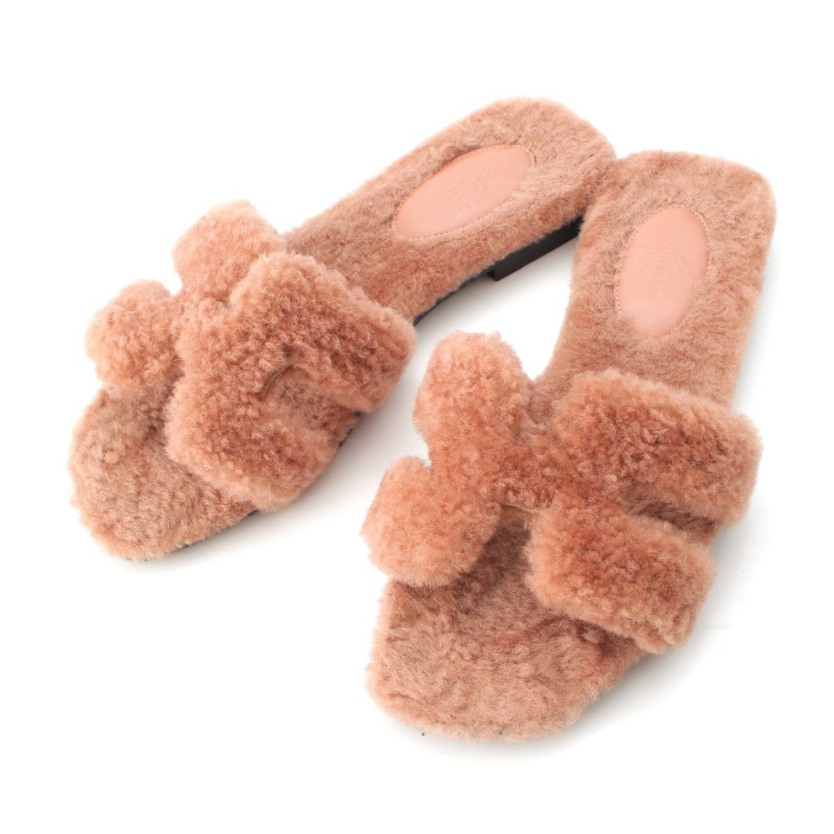 エルメス オラン ボア フラット サンダル ピンク 36