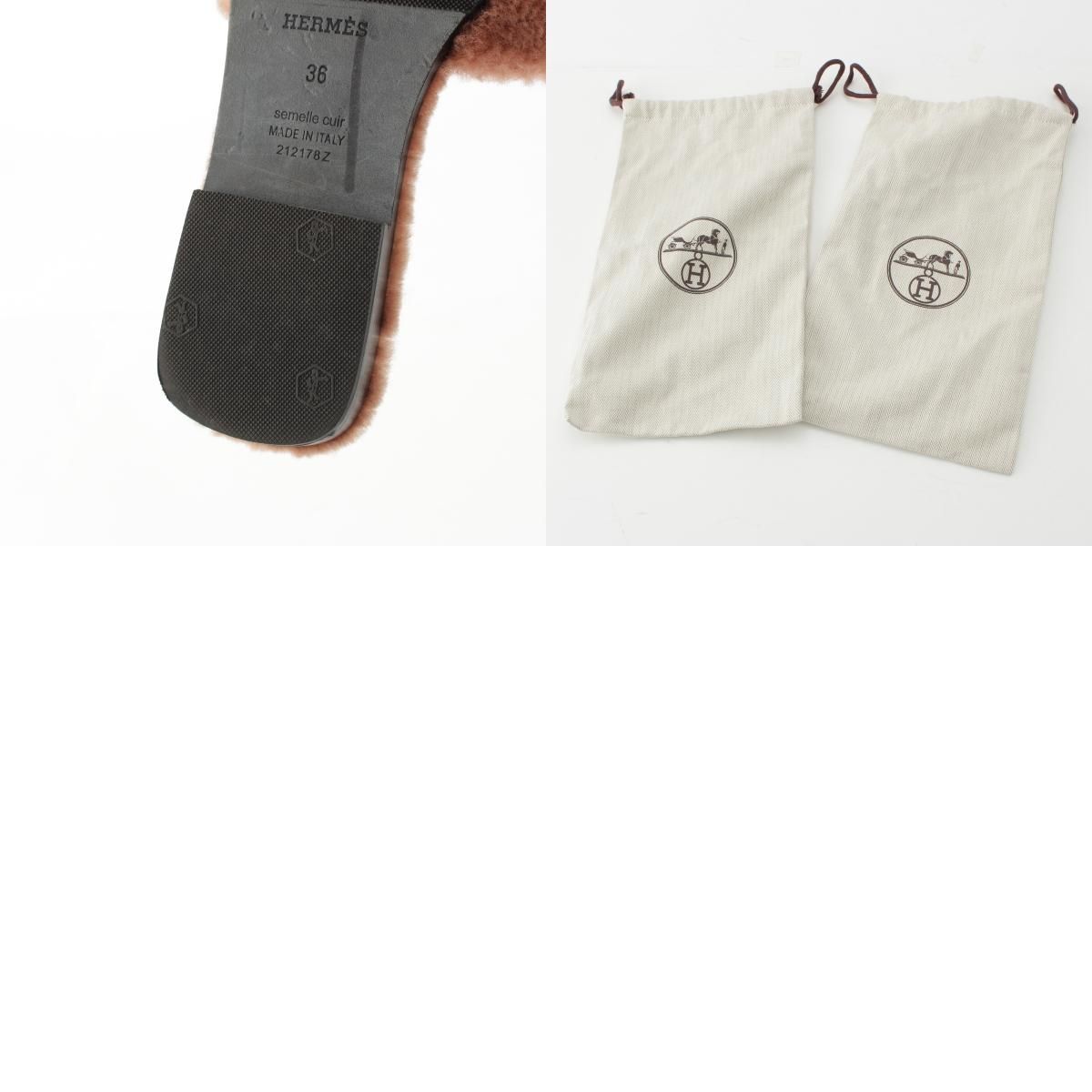  エルメス オラン ボア フラット サンダル ピンク 36 サンダル サンダル ミュール