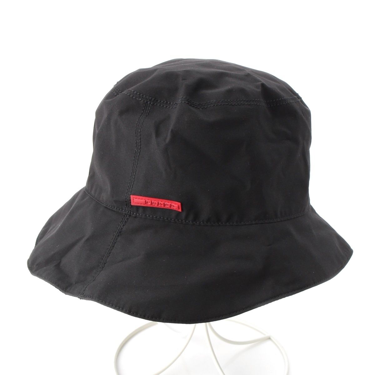 プラダスポーツ テスートナイロン ロゴ バケット ハット 帽子 ブラック L