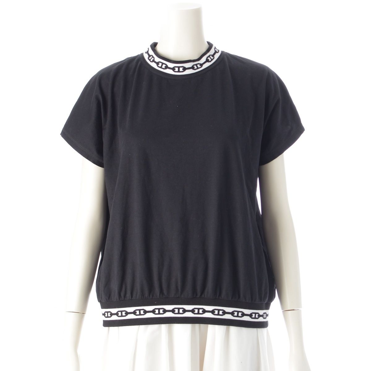エルメス 21AW コットン シェーヌダンクル 半袖 トップス ブラック 44