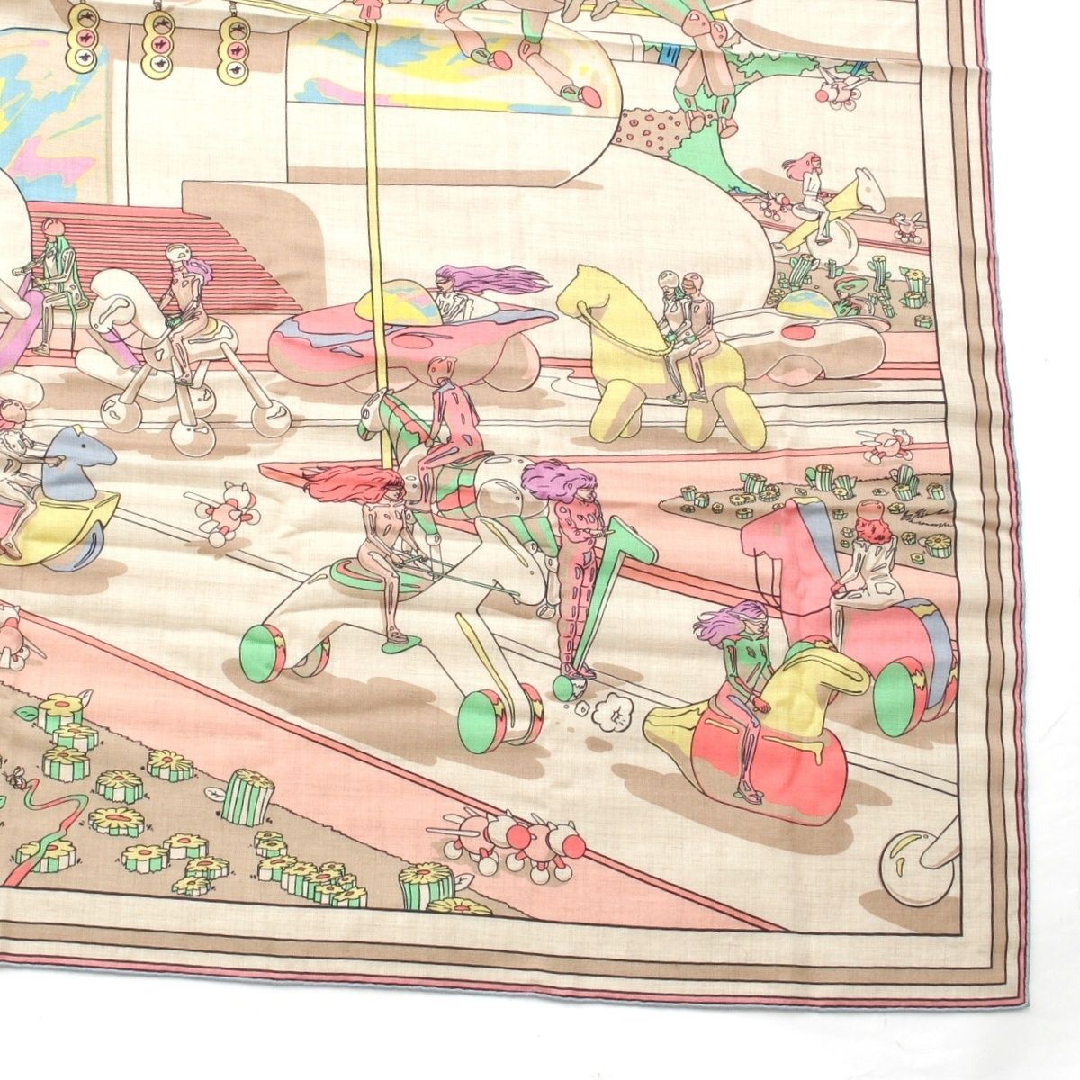 エルメス カレ140 カシミヤ シルク カレジェアン LOCOMOTION ロコ